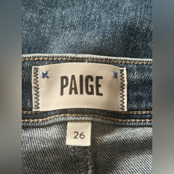 Paige Medium Wash Sarah Slim Crop Raw Hem Stretch Jeans Women’s Size 26 - Picture 5 of 6
